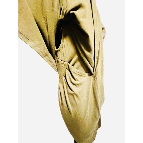 Donna Karen New York Dress Khaki Jersey Draped Layered M Goddess Look - Picture 7 of 9